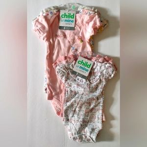 Lot Of (6) Carter's Baby Girl Onesie/Bodysuits (3 Newborn & 3 are 6-9 Mos) NWT